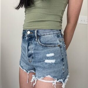 Ripped denim shorts